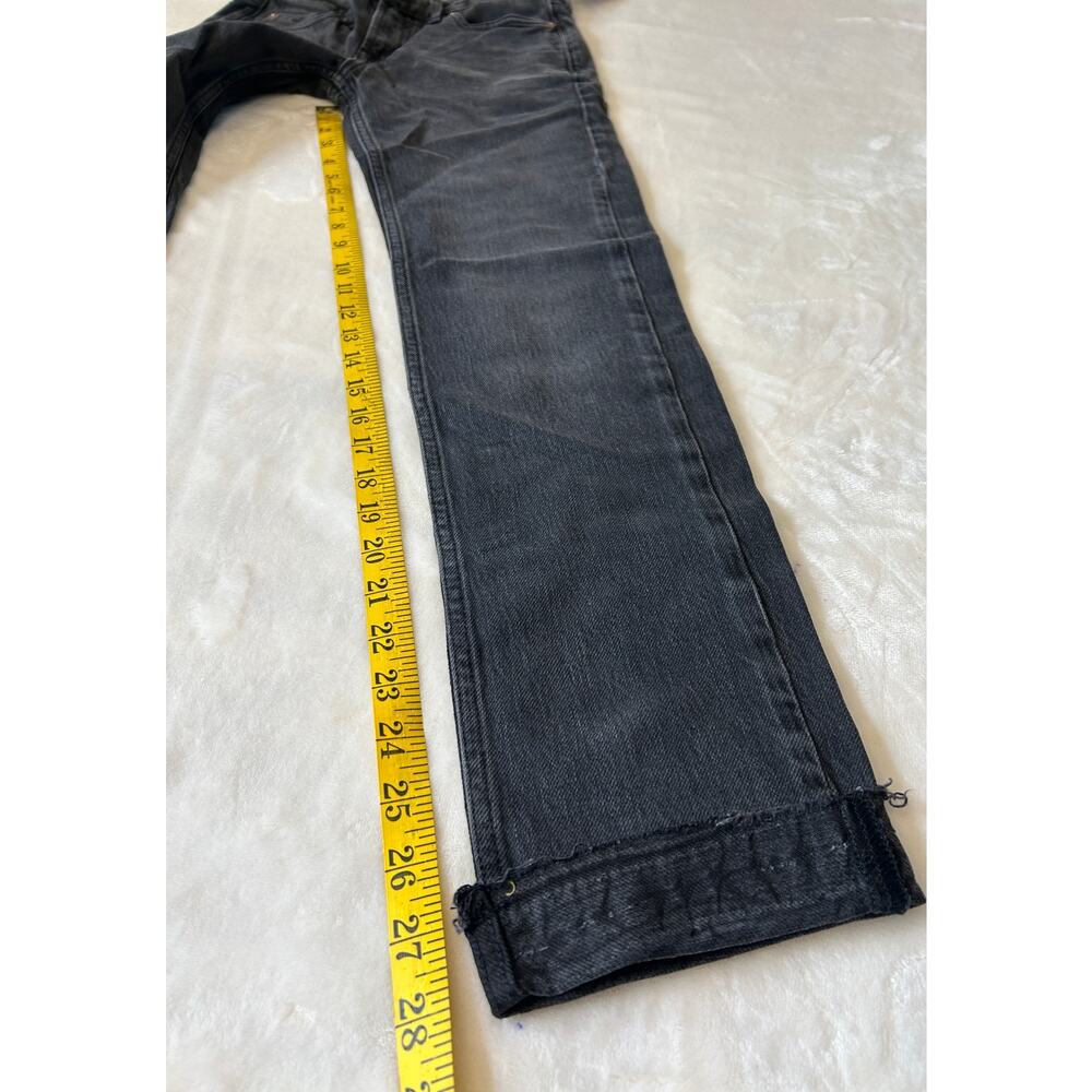 Free People Slim Boyfriend Jeans Women's Cuffed Released Frayed Hem Black Sz. 24 - Picture 4 of 11